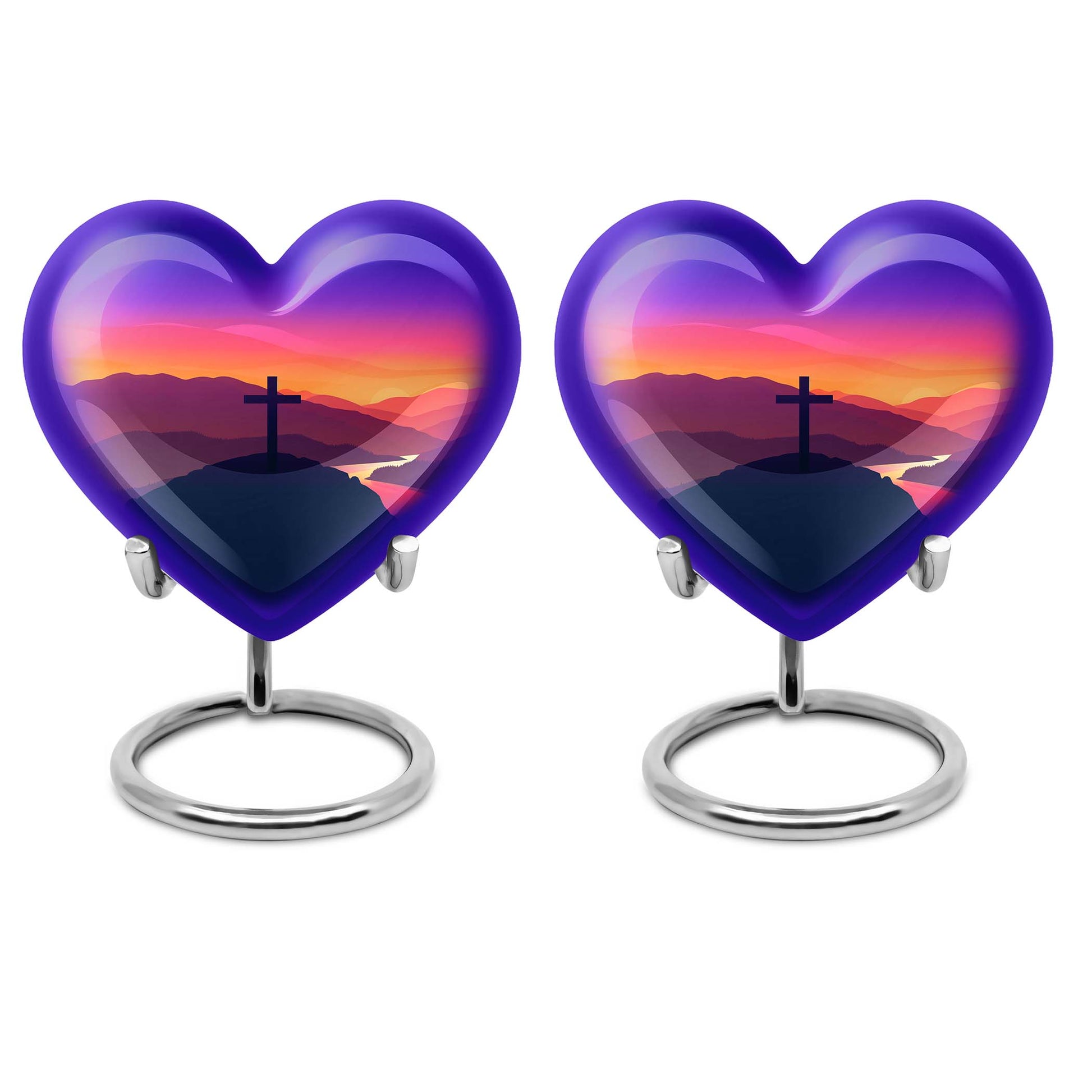 10-inch Heart-shaped Cross Urn for Dad, includes velvet pouch, customizable for memorials