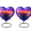 10-inch Heart-shaped Cross Urn for Dad, includes velvet pouch, customizable for memorials