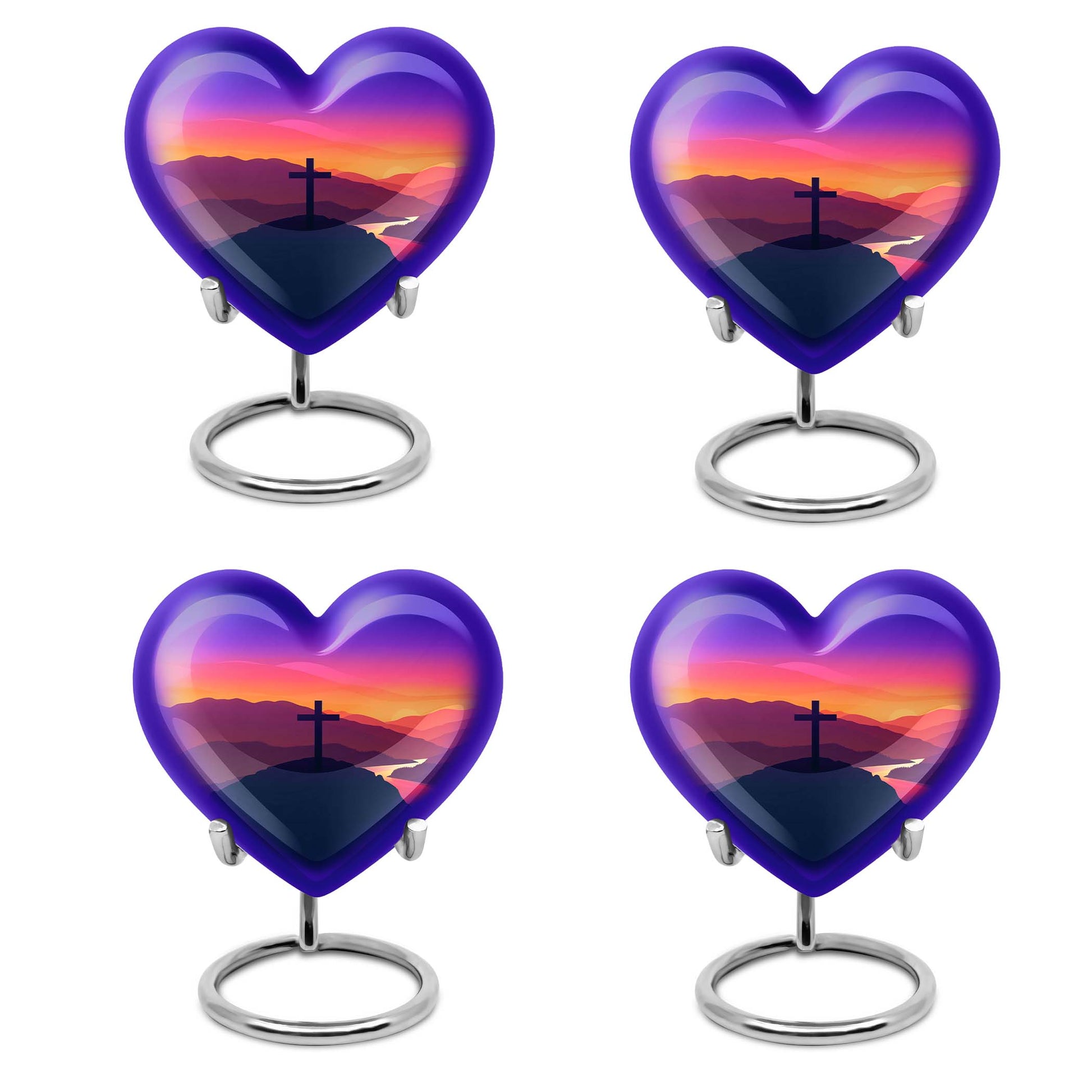 10-inch Heart-shaped Cross Urn for Dad, includes velvet pouch, customizable for memorials