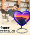 10-inch Heart-shaped Cross Urn for Dad, includes velvet pouch, customizable for memorials