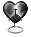 Gramophone-themed 10-inch heart-shaped cross urn 