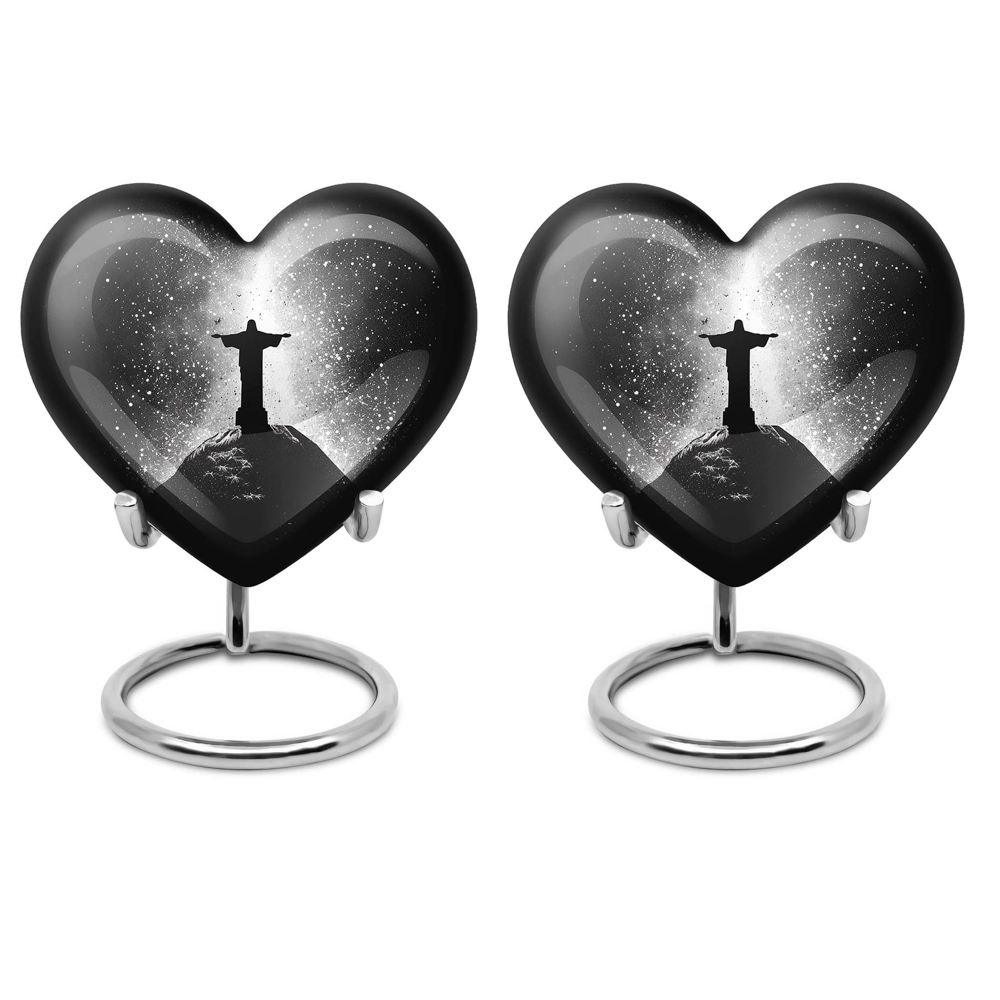 Gramophone-themed 10-inch heart-shaped cross urn 