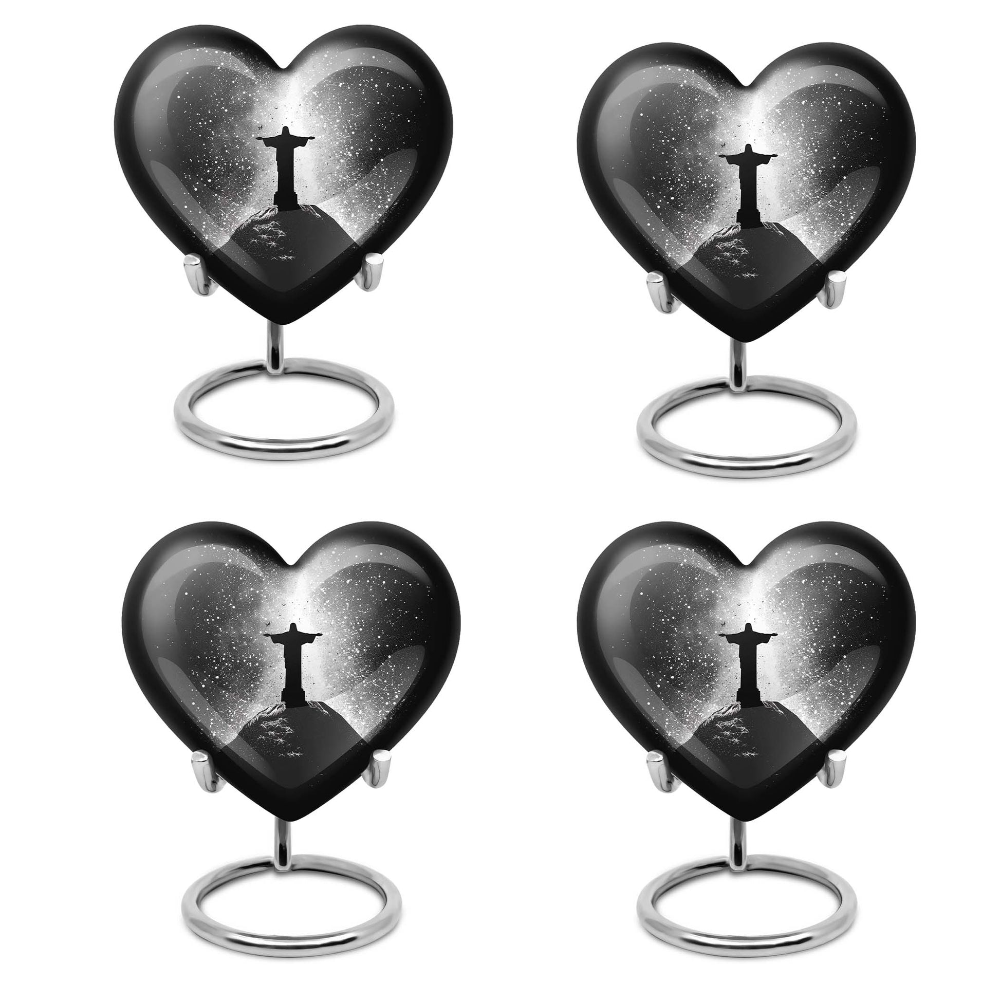 Gramophone-themed 10-inch heart-shaped cross urn 