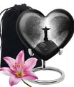 Gramophone-themed 10-inch heart-shaped cross urn 