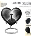 Gramophone-themed 10-inch heart-shaped cross urn 