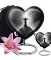 Gramophone-themed 10-inch heart-shaped cross urn 