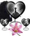 Gramophone-themed 10-inch heart-shaped cross urn 