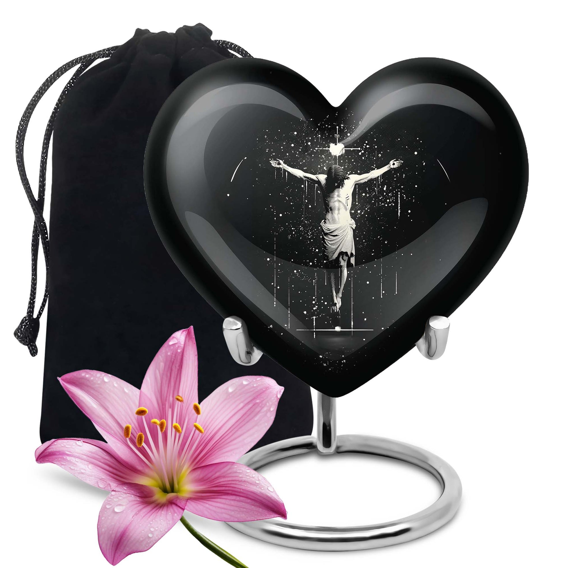 10-inch heart-shaped gramophone themed cross urn