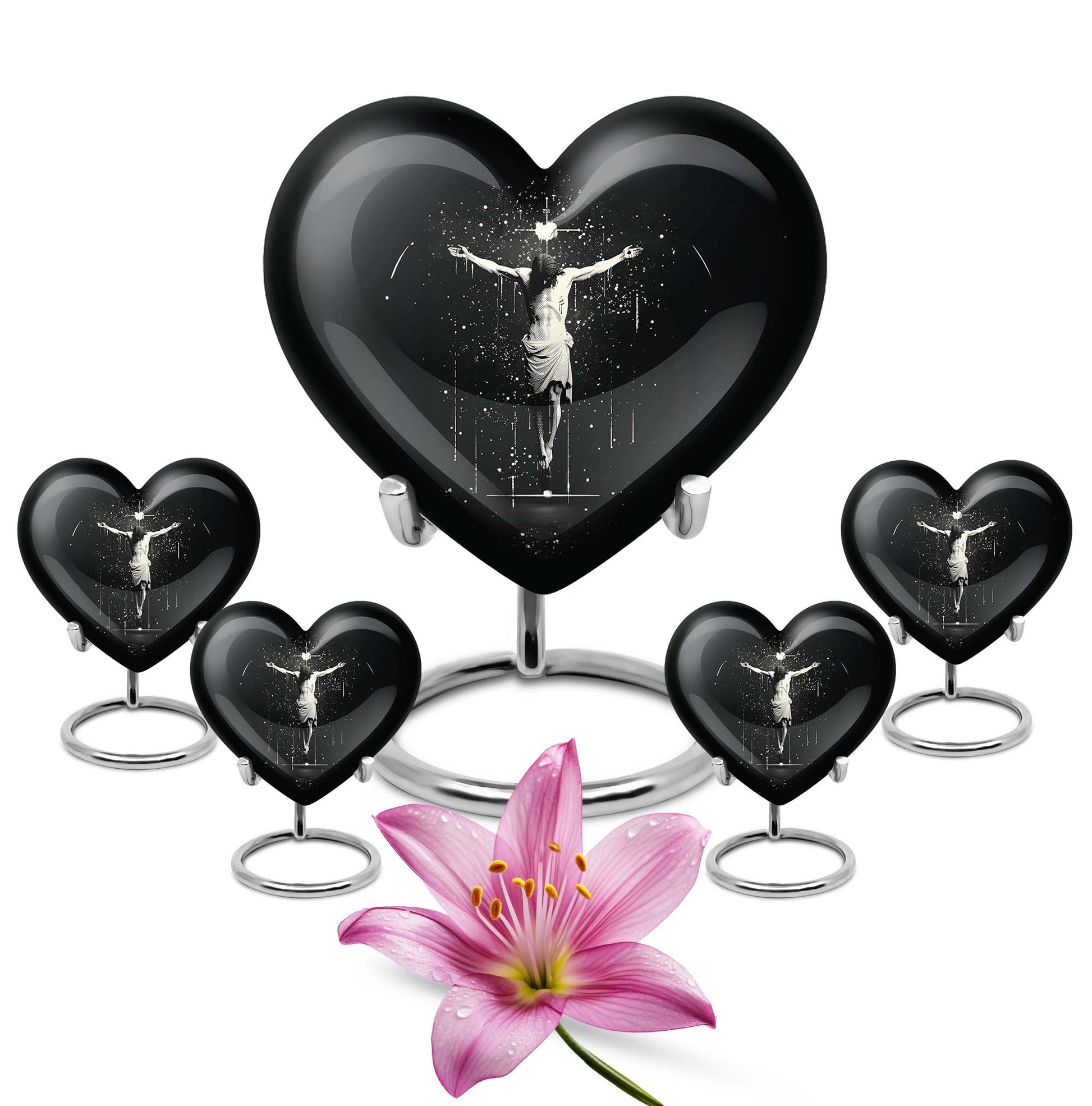 10-inch heart-shaped gramophone themed cross urn