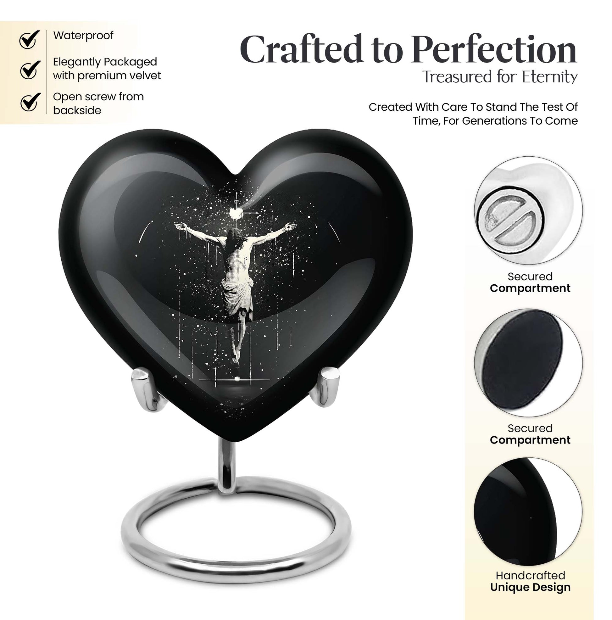 10-inch heart-shaped gramophone themed cross urn