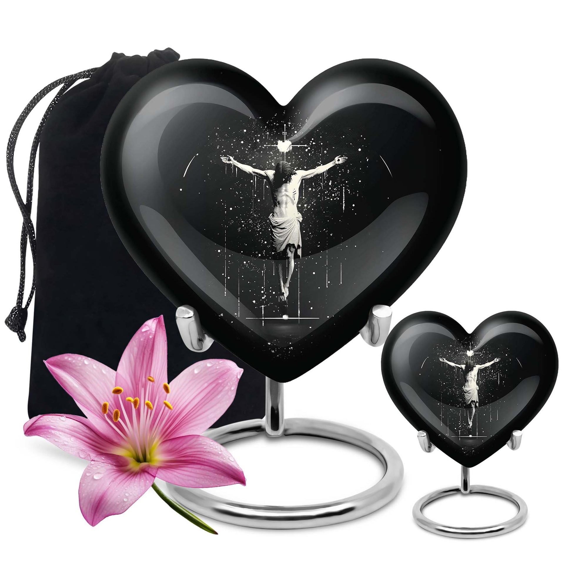 10-inch heart-shaped gramophone themed cross urn