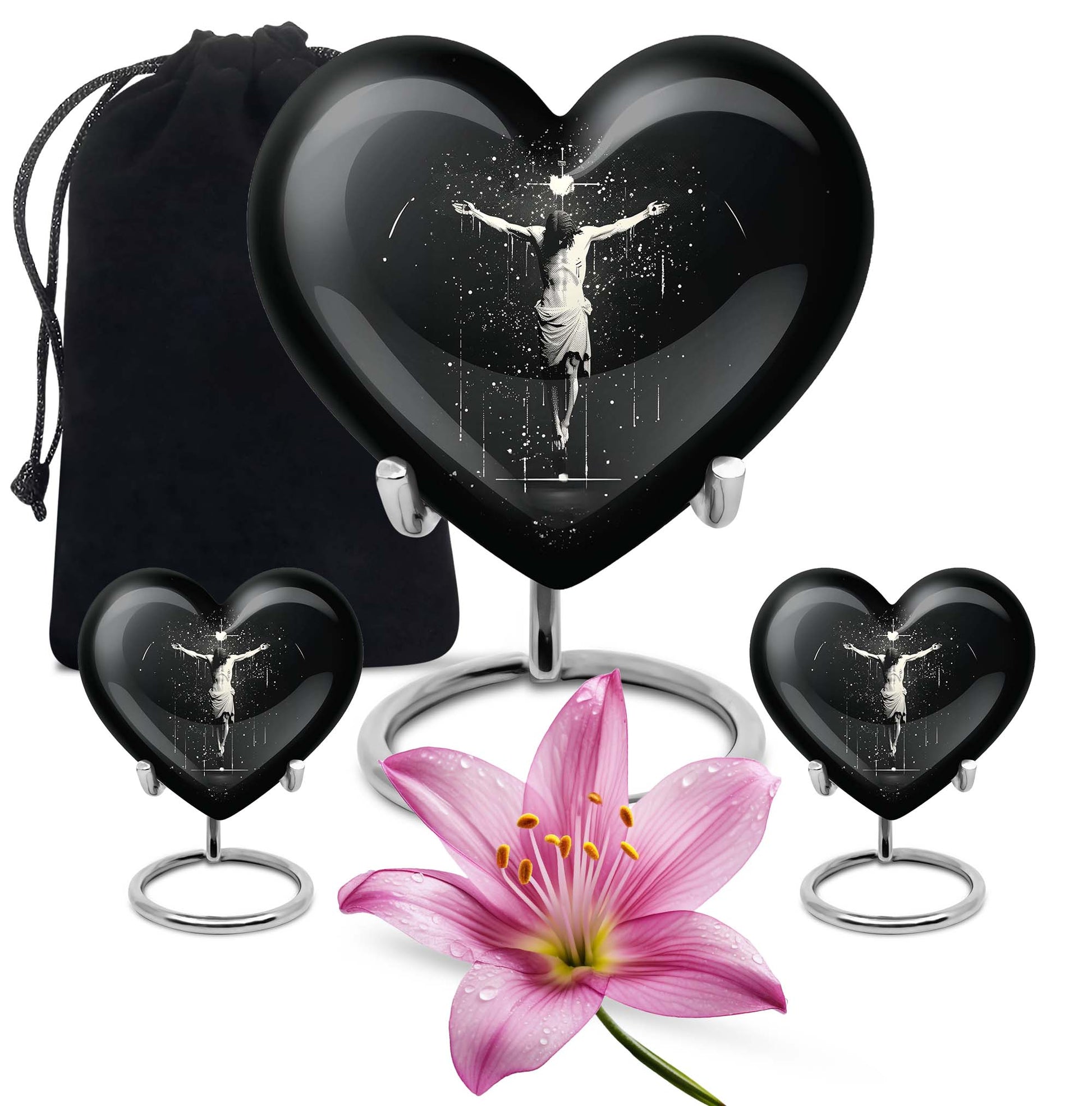 10-inch heart-shaped gramophone themed cross urn