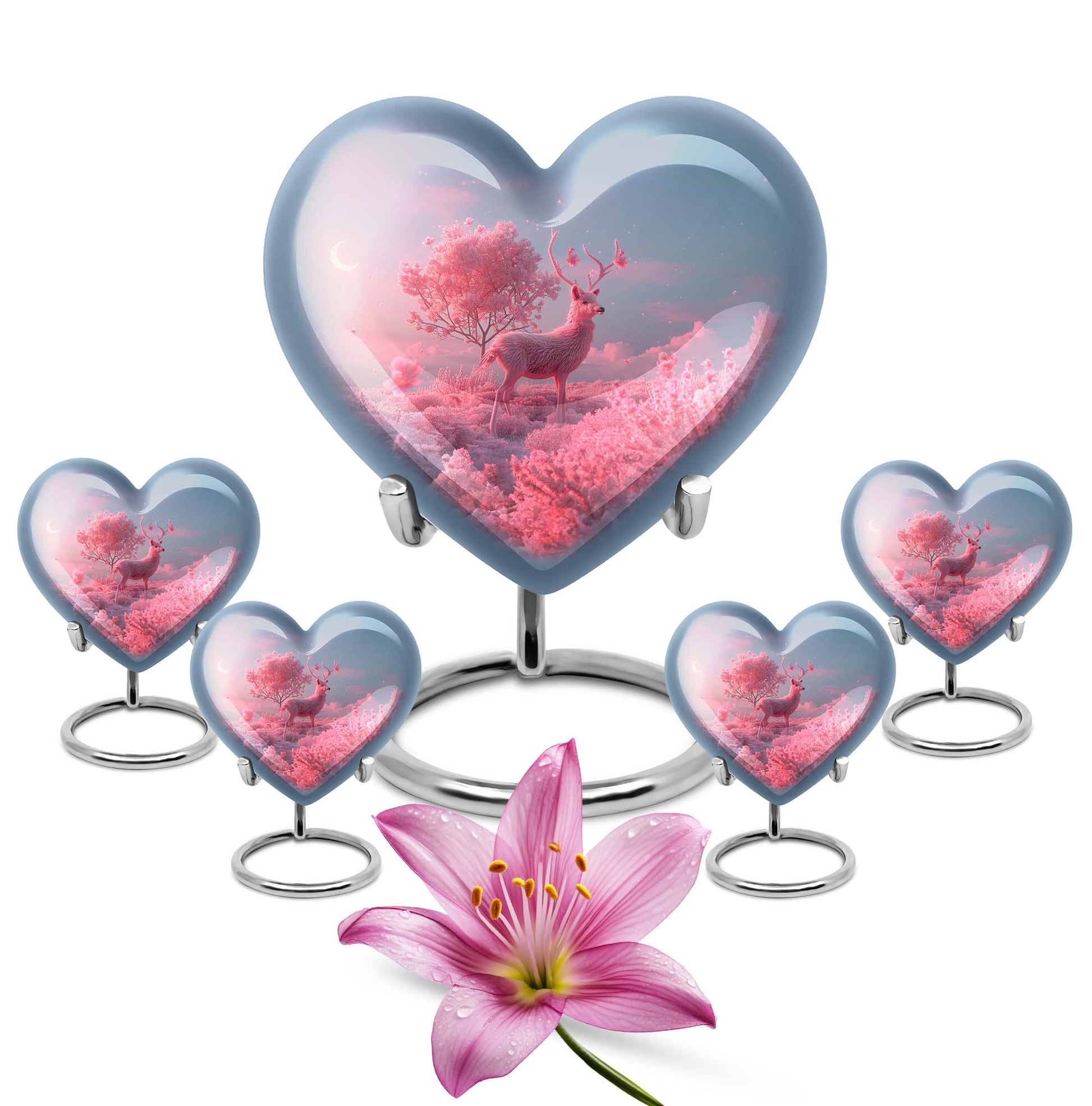 Elegant 10-inch heart-shaped deer urn for adult 