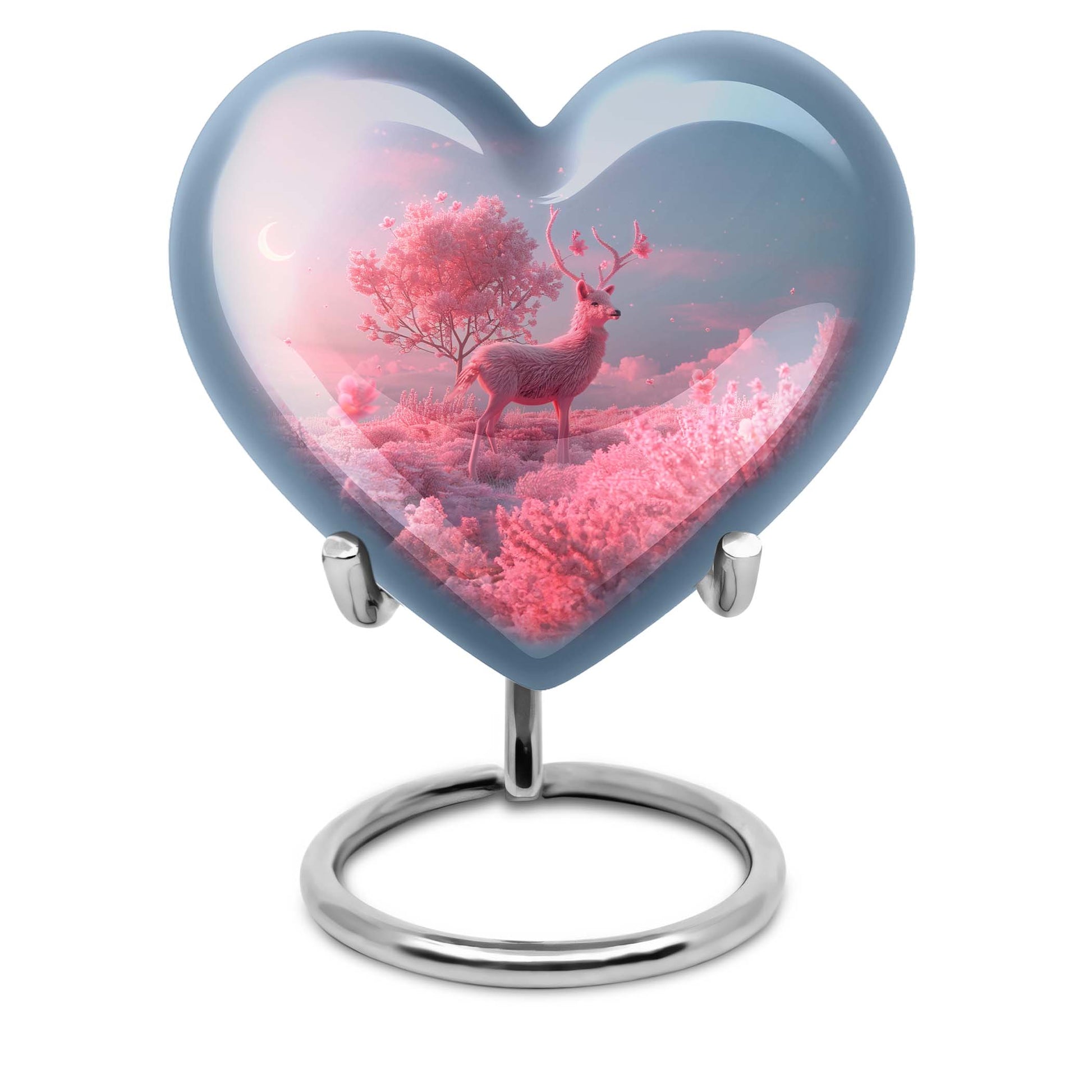 Elegant 10-inch heart-shaped deer urn for adult 