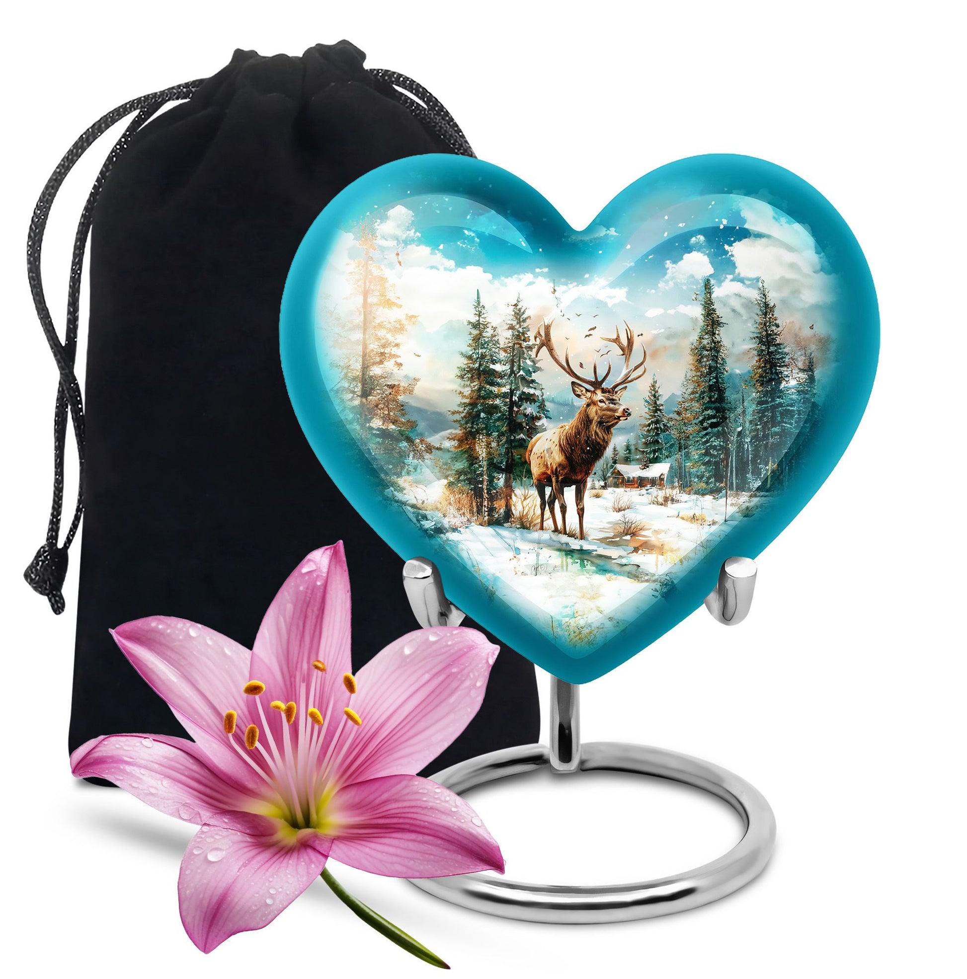 10-inch heart-shaped Deer Urn for ashes 