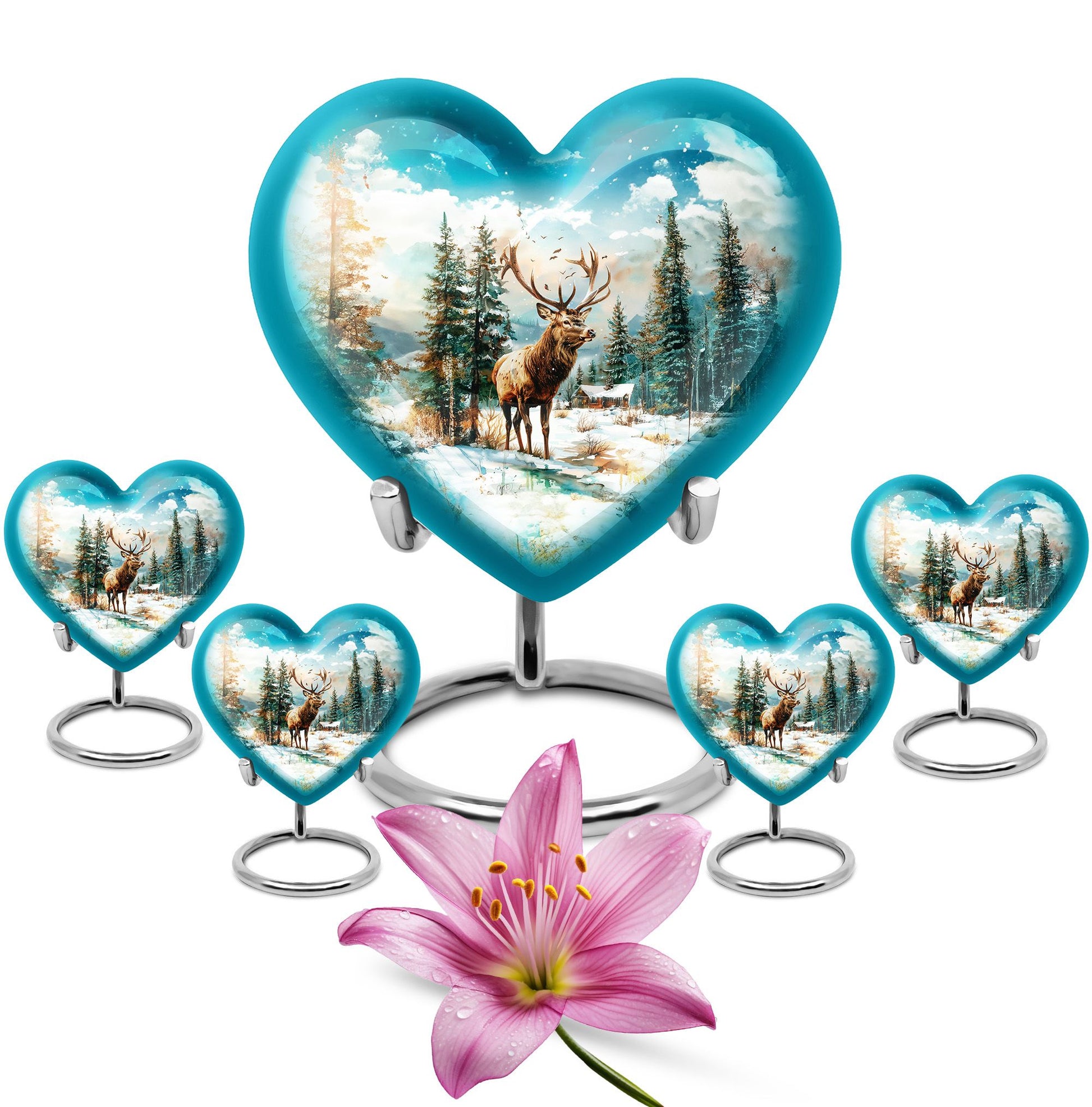 10-inch heart-shaped Deer Urn for ashes 