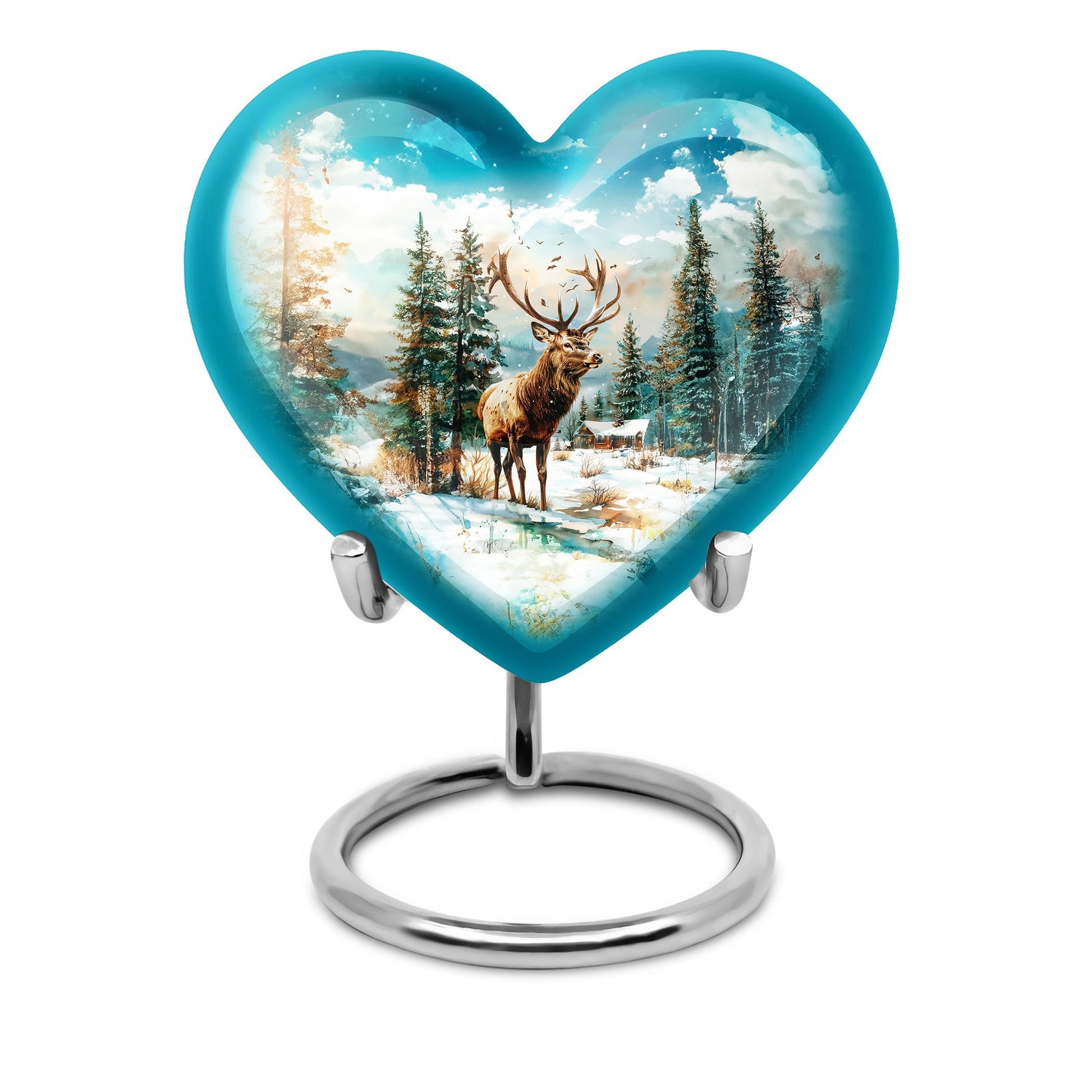 10-inch heart-shaped Deer Urn for ashes 