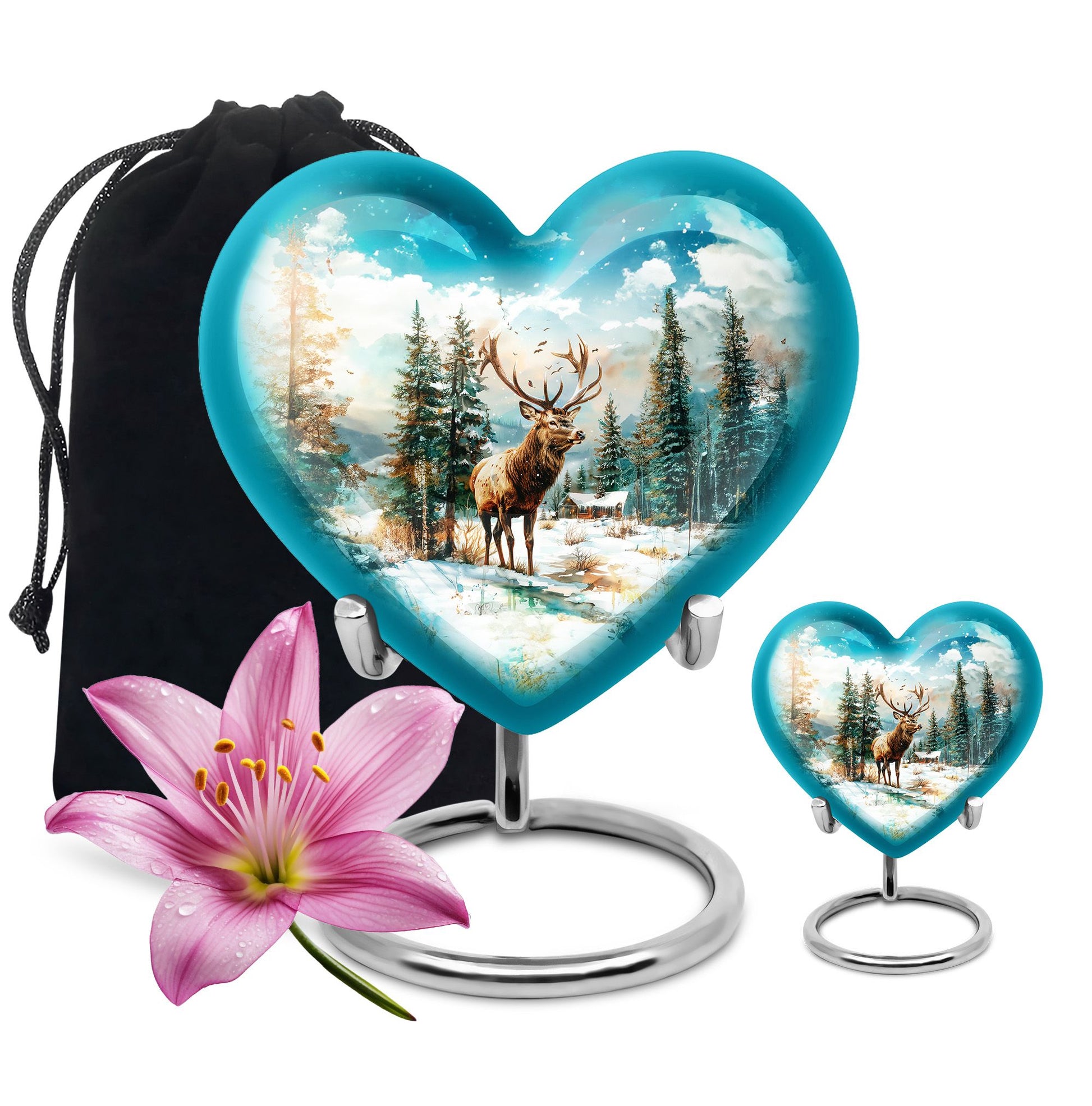 10-inch heart-shaped Deer Urn for ashes 