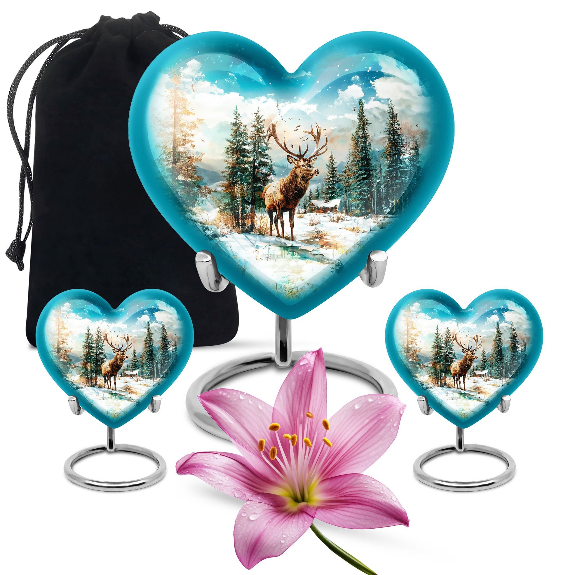 10-inch heart-shaped Deer Urn for ashes 