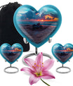 Motorcycle Theme Large Urn With 2 Keepsake Urn