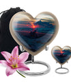 Motorcycle Theme Large Urn With 1 Keepsake Urn