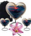 Motorcycle Theme Large Urn With 2 Keepsake Urn