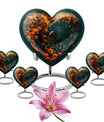Peacock Theme Large Urn With 4 Keepsake Urn