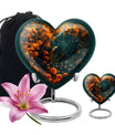 Peacock Theme Large Urn With 1 Keepsake Urn