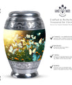 Peaceful Butterflies Fly Sunset Urn for preserving adult female ashes, suitable for burial