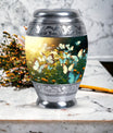 Peaceful Butterflies Fly Sunset Urn for preserving adult female ashes, suitable for burial