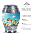 Elegant Butterflies Morning Cremation Urn, versatile decoration, perfect for preserving adult human ashes memorial.