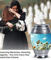 Elegant Butterflies Morning Cremation Urn, versatile decoration, perfect for preserving adult human ashes memorial.