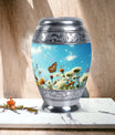 Elegant Butterflies Morning Cremation Urn, versatile decoration, perfect for preserving adult human ashes memorial.