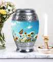 Elegant Butterflies Morning Cremation Urn, versatile decoration, perfect for preserving adult human ashes memorial.