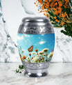 Elegant Butterflies Morning Cremation Urn, versatile decoration, perfect for preserving adult human ashes memorial.