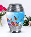 Colorful Monar_Urn, an aluminum large urn for ashes, with the capacity of 200 cubic inches and option for name engraving.