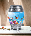 Colorful Monar_Urn, an aluminum large urn for ashes, with the capacity of 200 cubic inches and option for name engraving.