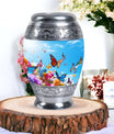 Colorful Monar_Urn, an aluminum large urn for ashes, with the capacity of 200 cubic inches and option for name engraving.