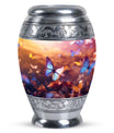 Blue Butterliesurn, Large Aluminium Urn personalized through engraving for human ashes, Velvet pouch included, Adult Size, Perfect for Burial