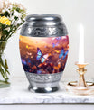 Blue Butterliesurn, Large Aluminium Urn personalized through engraving for human ashes, Velvet pouch included, Adult Size, Perfect for Burial