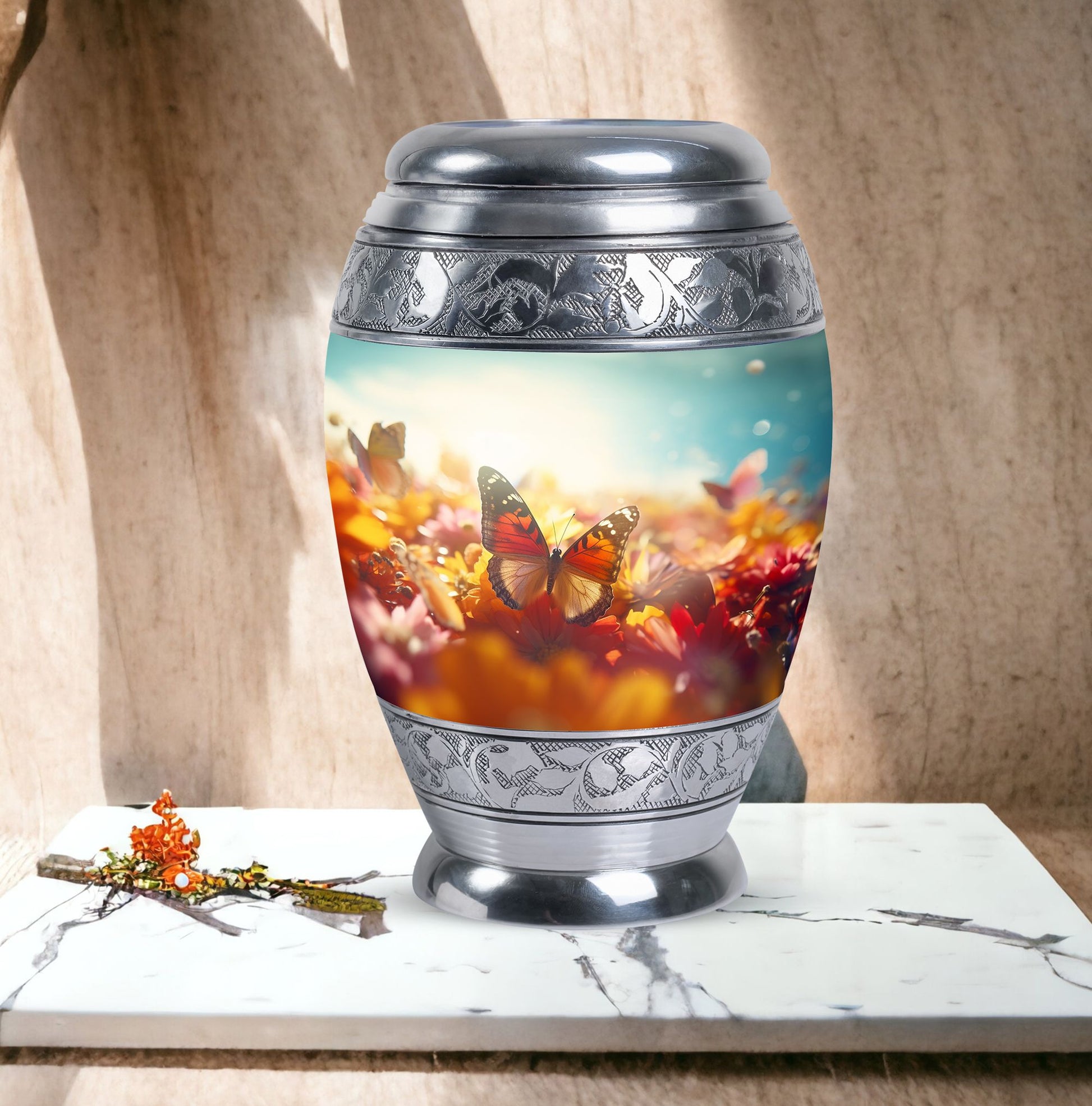 Butterflies Urn for storing adult ashes, affordable, perfect for memorial, funeral urn ashes.