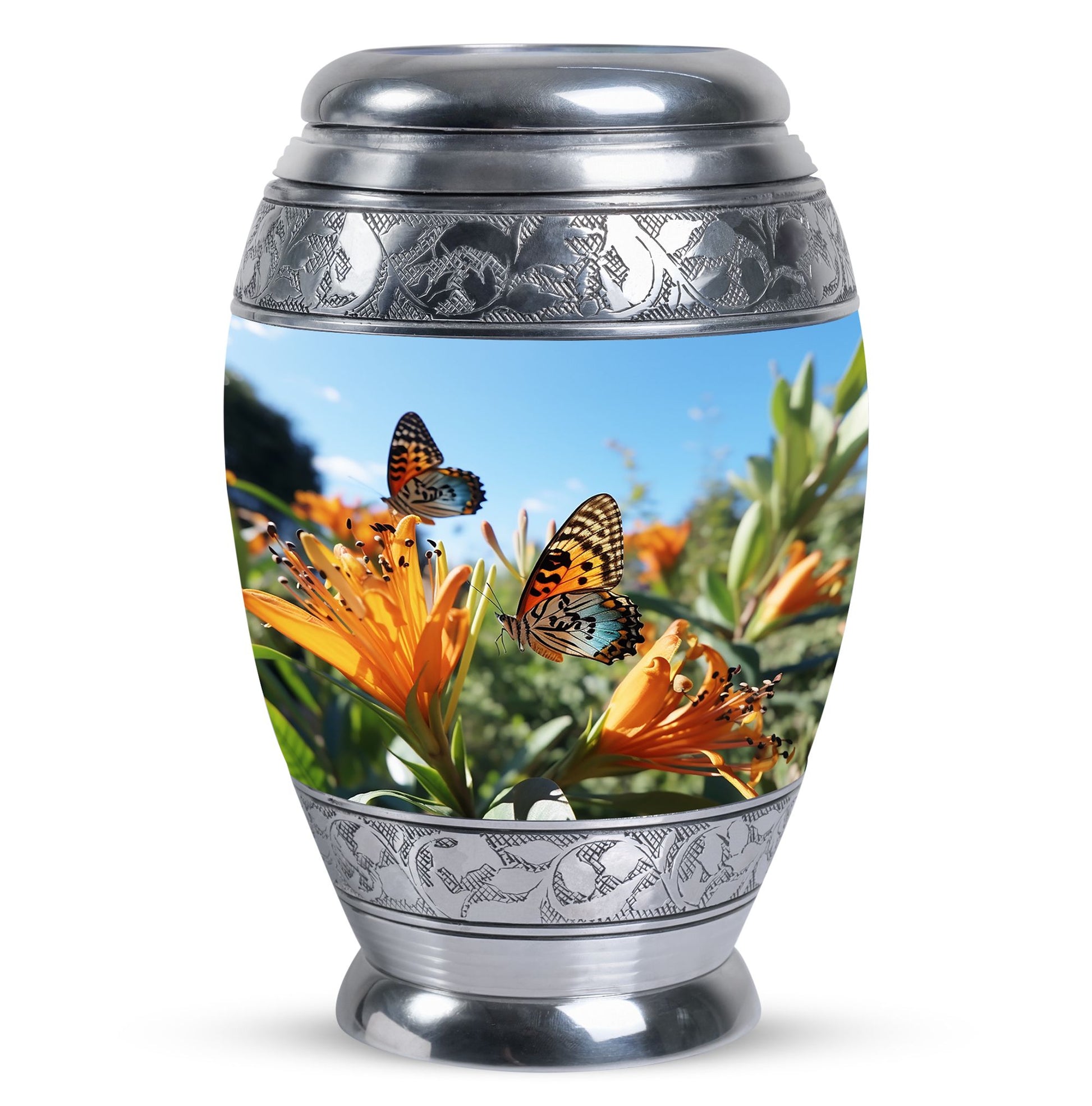 Elegantly crafted Butterfly urn for adult female human ashes, ideal for burial or home urn sets