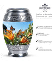 Elegantly crafted Butterfly urn for adult female human ashes, ideal for burial or home urn sets