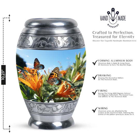 Elegantly crafted Butterfly urn for adult female human ashes, ideal for burial or home urn sets