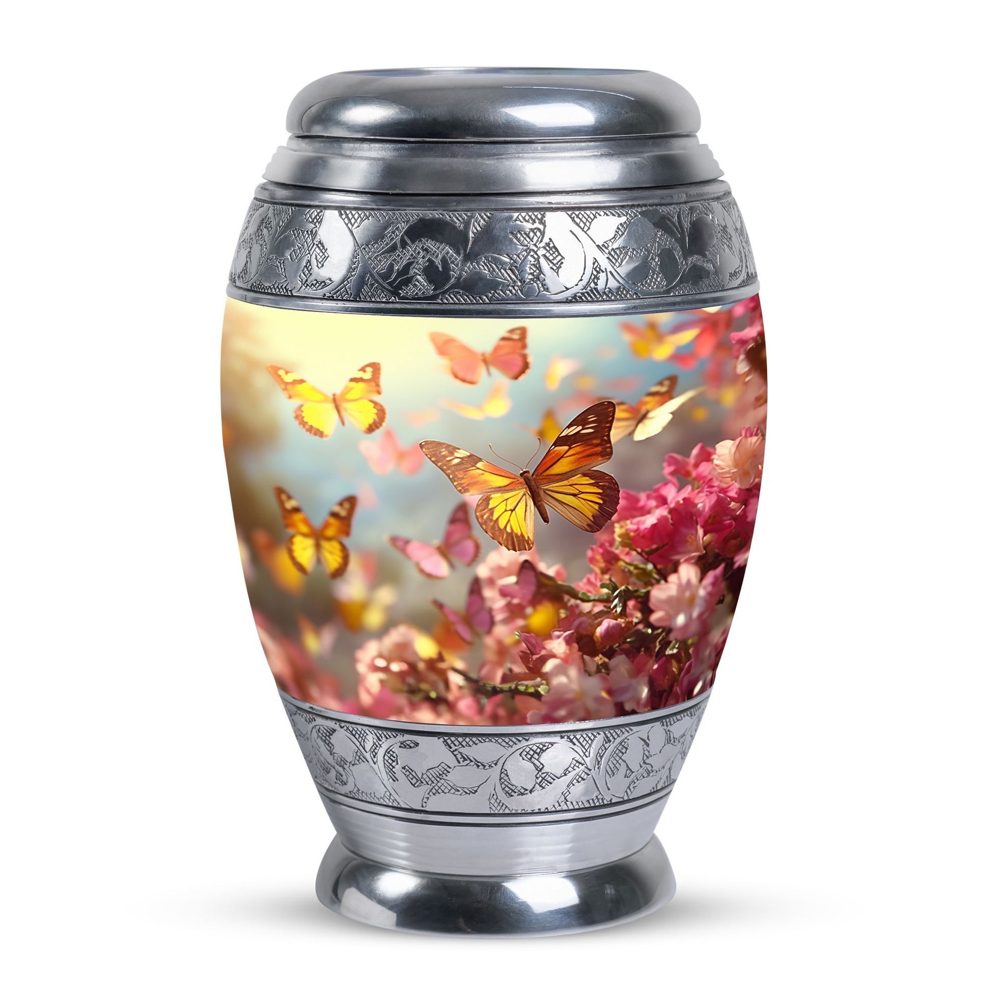 3-inch Butterflies Memorial Urn, a classic large urn.