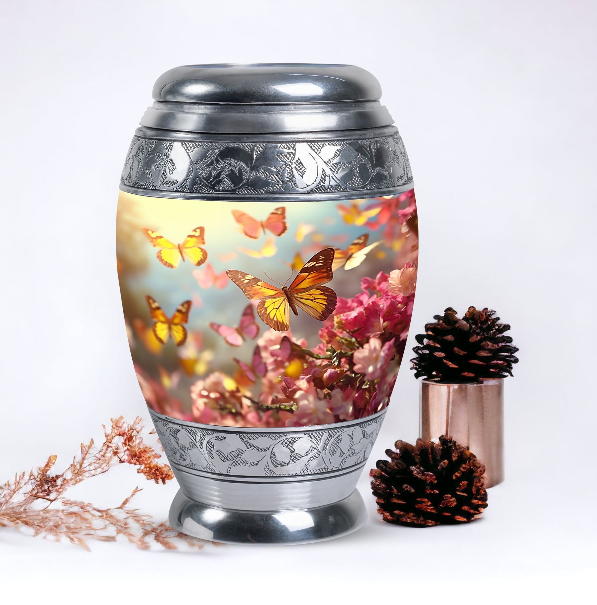 3-inch Butterflies Memorial Urn, a classic large urn.