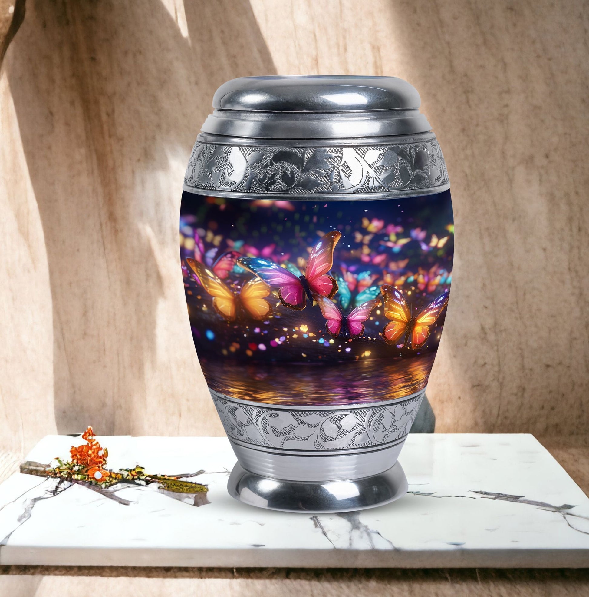 Fantasy Butterfly urn for human ashes, 3 inch Classic Design.