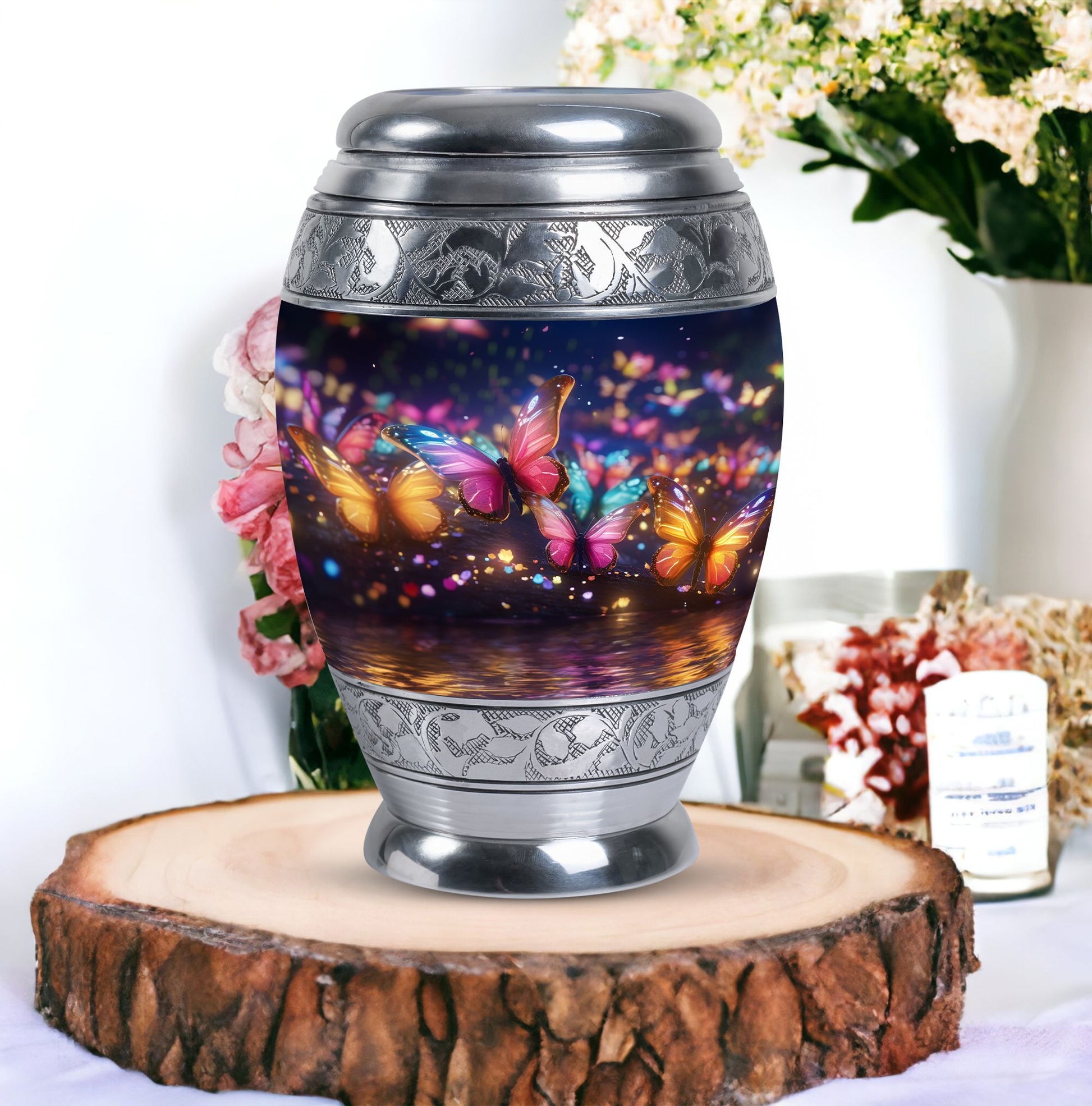 Fantasy Butterfly urn for human ashes, 3 inch Classic Design.