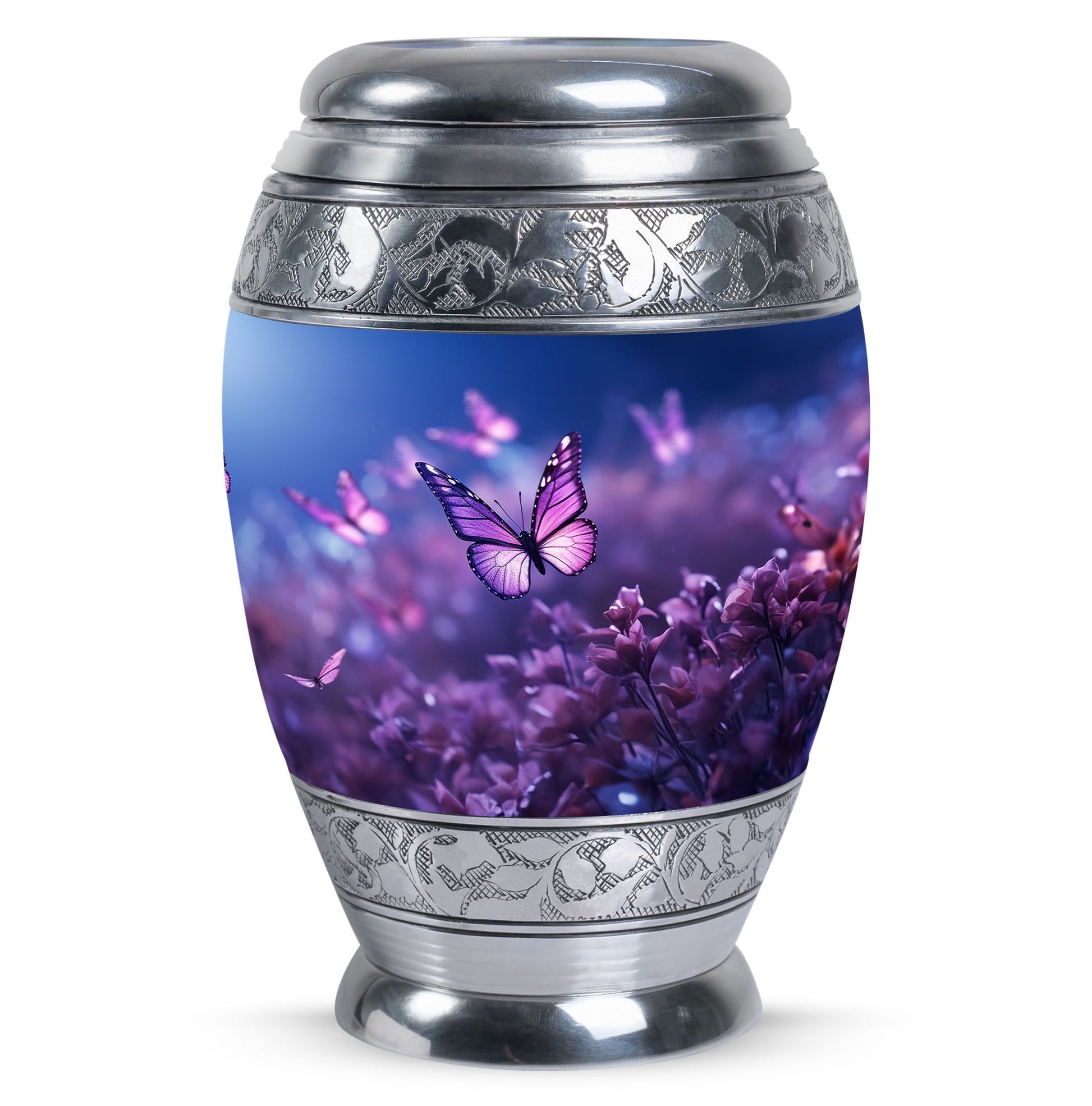 Classic 3-inch Butterflies fly Sunset Meadow Cremation Urn.