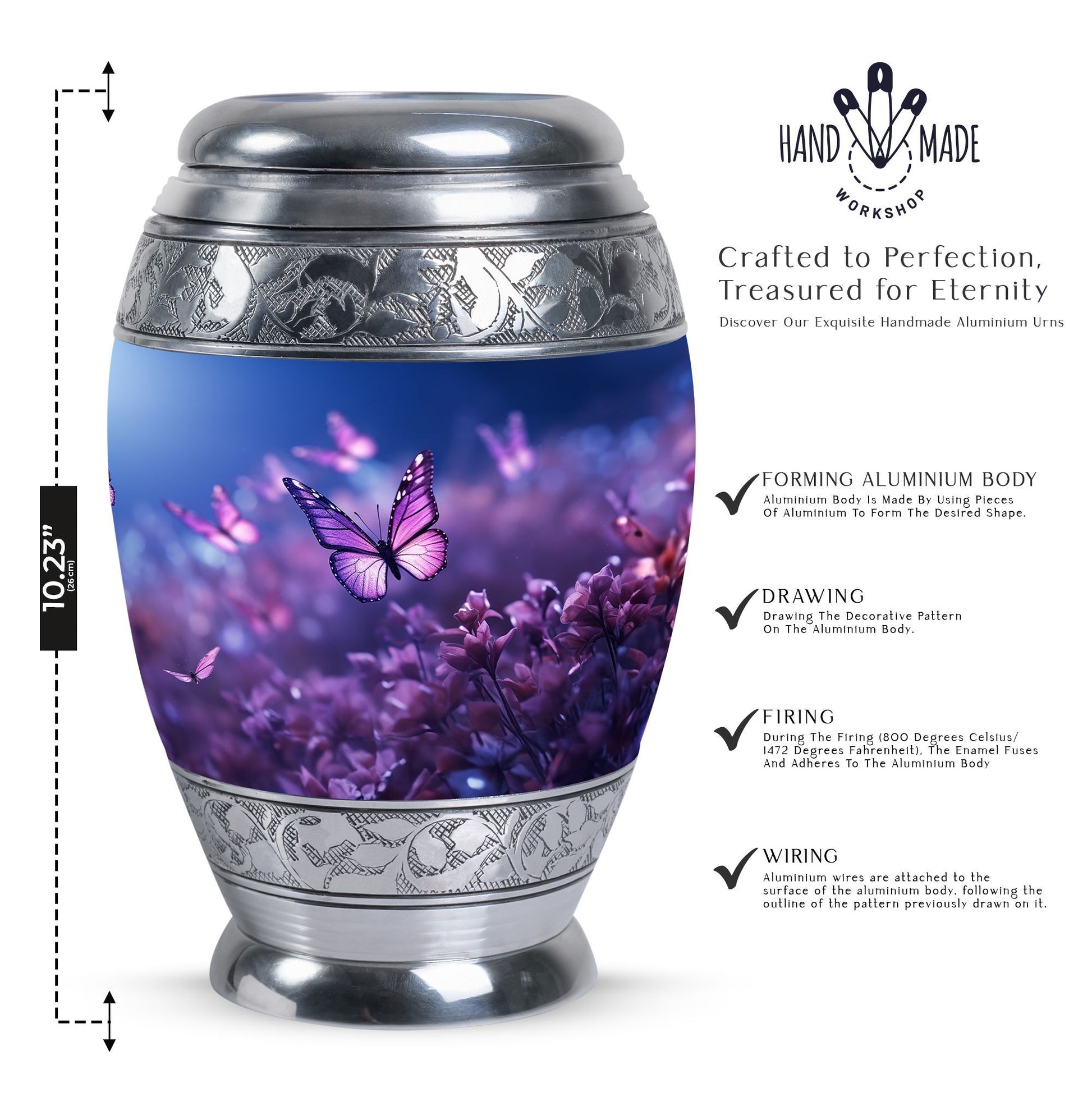 Classic 3-inch Butterflies fly Sunset Meadow Cremation Urn.